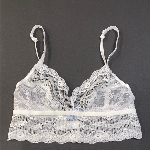 Small b.tempt’d by Wacoal White Floral Stretch Lace Bralette Sheer Flowers VCUC - Picture 6 of 13